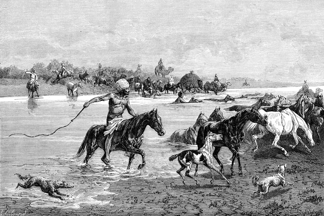 Quirguistão atravessando um rio, Quirguistão, 1895 de Unbekannt