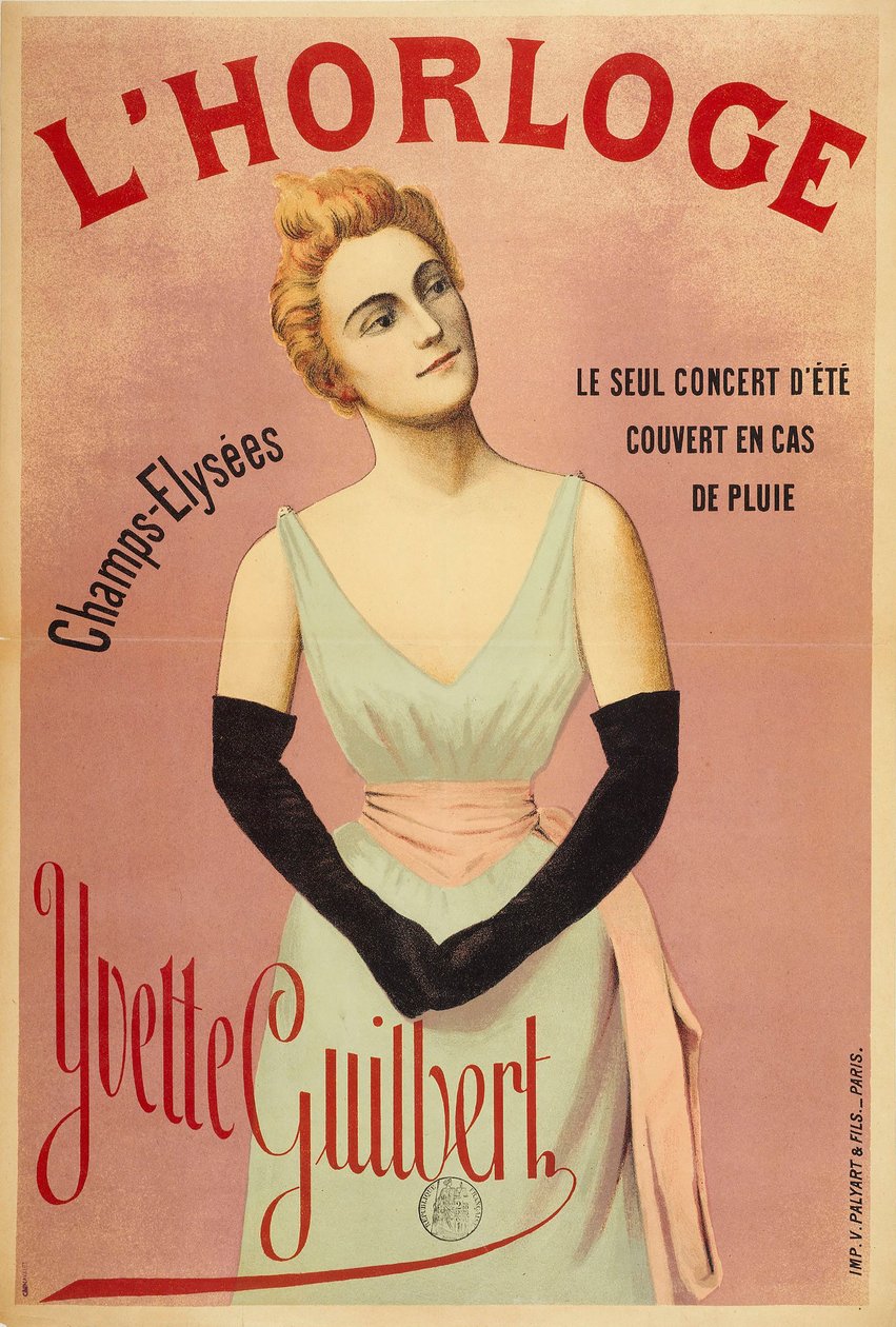 O Relógio: Yvette Guilbert, ca. 1890-1895. de Unbekannt