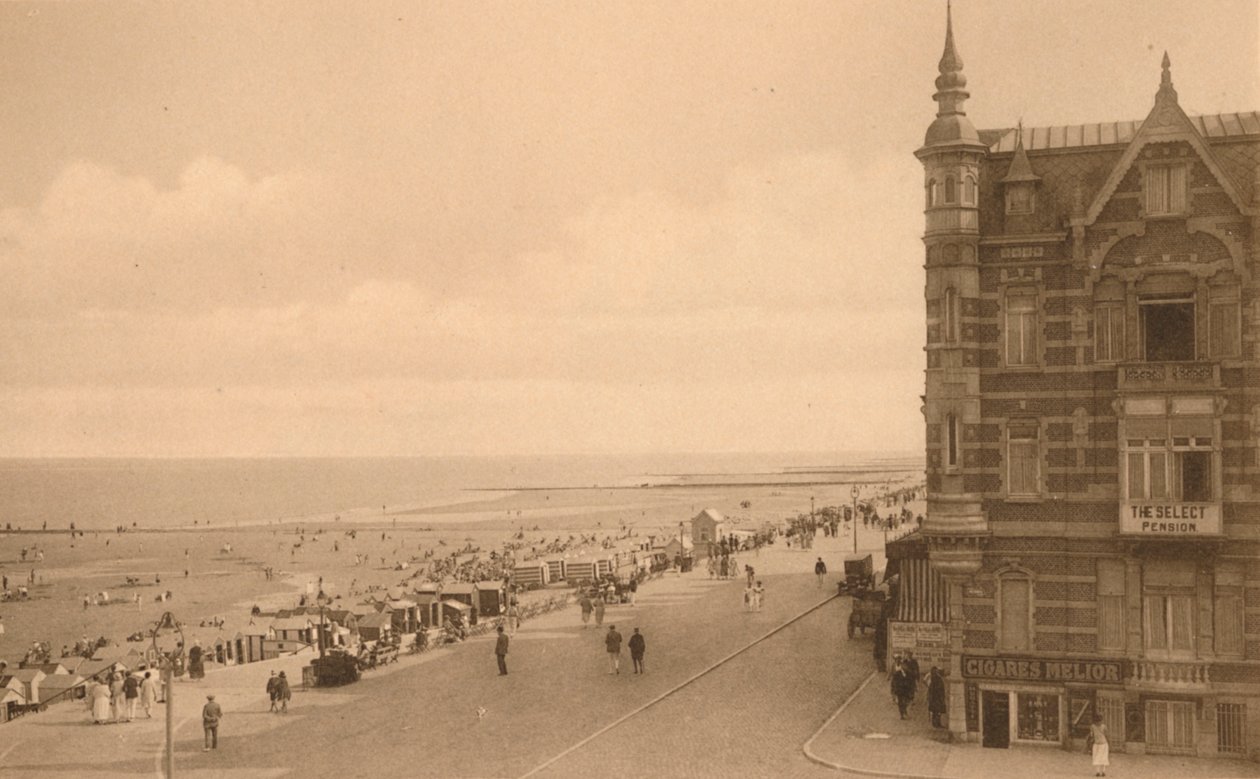 La Digue et la Plage, passeio marítimo e praia, c1900. de Unbekannt