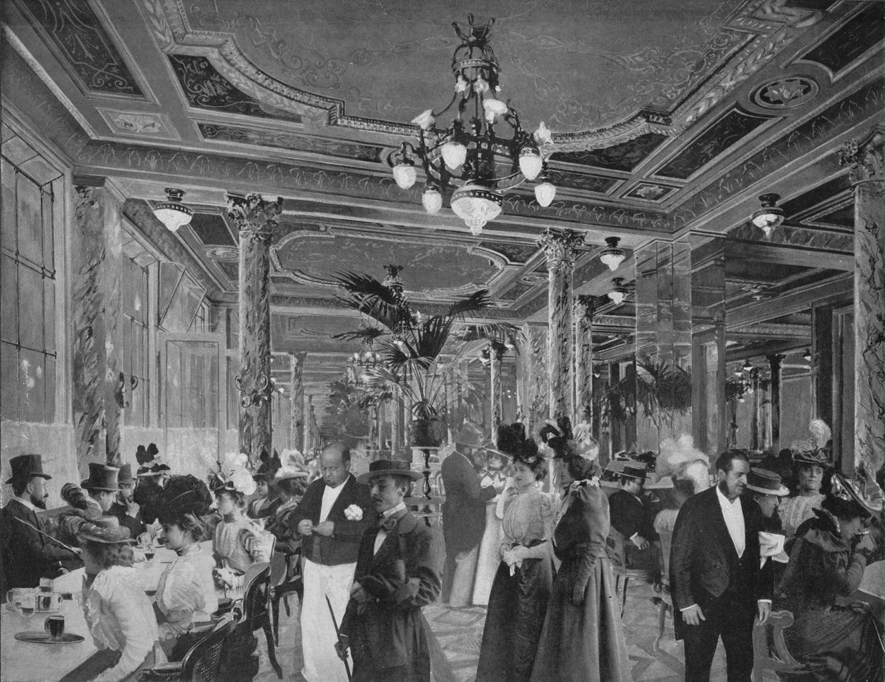 O grande salão do café americano, 1900 de Unbekannt