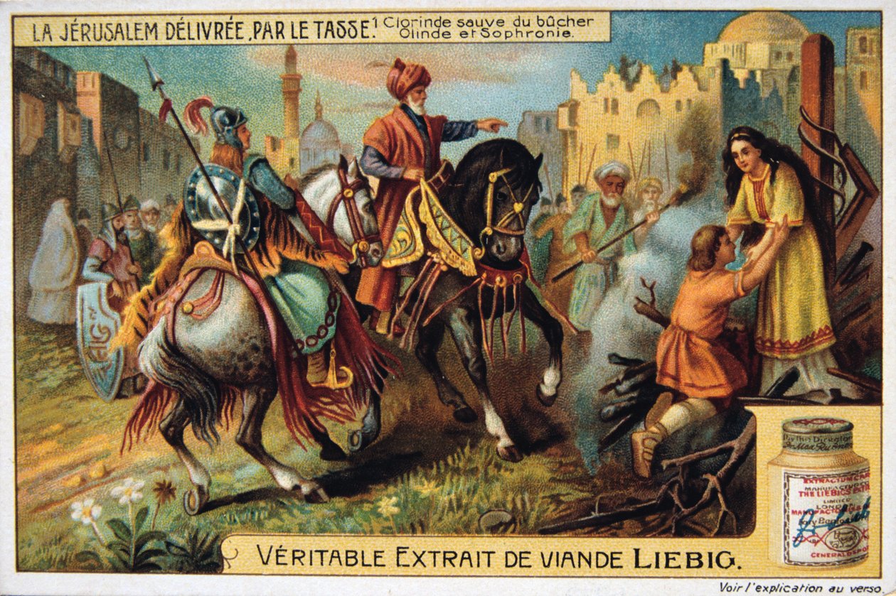 La Jerusalem deliveree par le Tasse, Clorinde salvo da queima. século 19 de Unbekannt