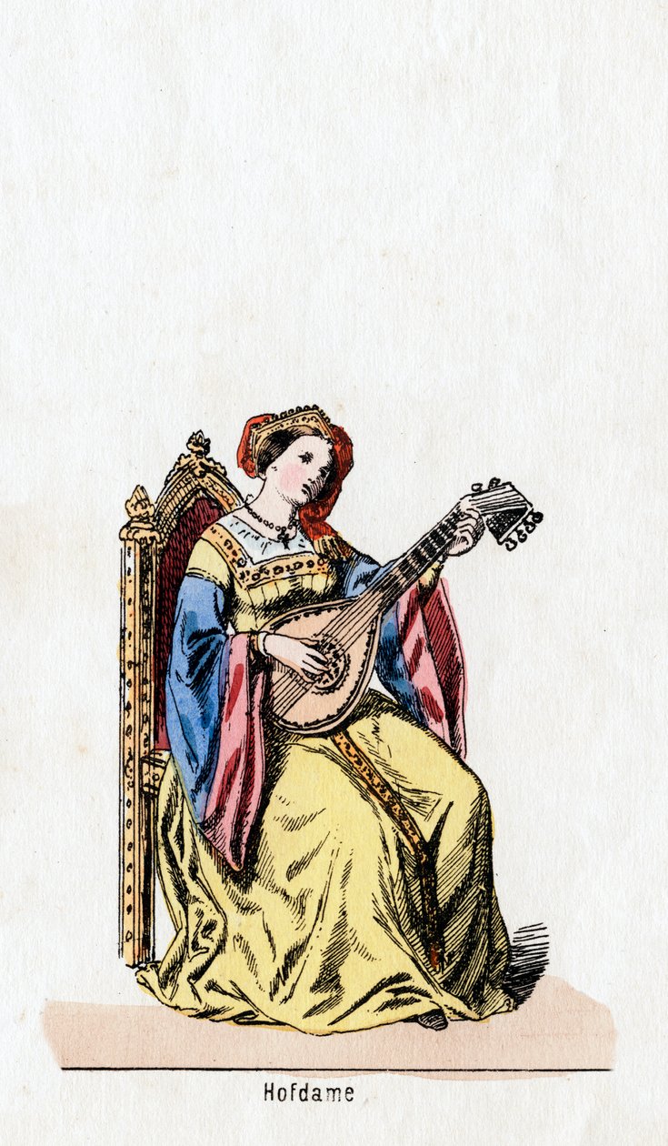 Lady-in-waiting, figurino para peça de Shakespeares, Henrique VIII, século XIX de Unbekannt
