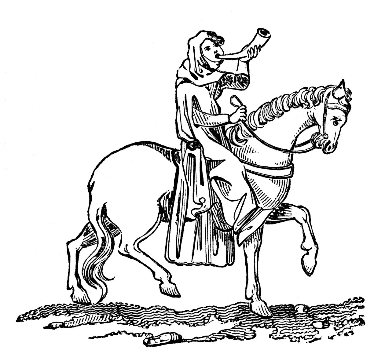 Senhora, soprando uma trompa de caça, século XIV, 1833 de Unbekannt