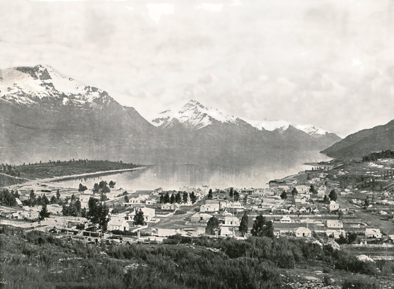 Lago Wakatipu e as montanhas, Queenstown, Nova Zelândia, 1895. de Unbekannt