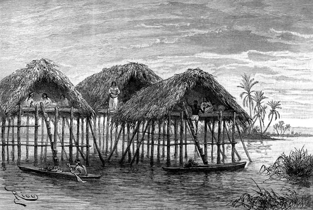 Moradias nos lagos de Santa Rosa, perto de Maracaibo, Venezuela, 1895 de Unbekannt