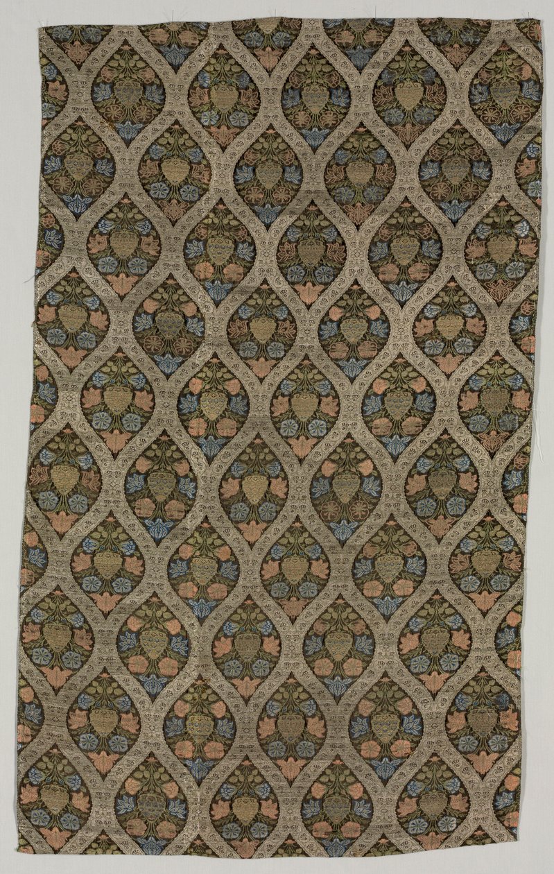 Fragmento de Lampas com flores em treliça ogival, 1600s. de Unbekannt