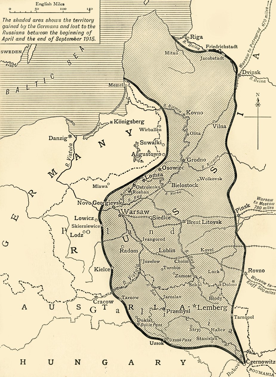 Terra tomada pela Alemanha da Rússia, Primeira Guerra Mundial, 1915, c1920. de Unbekannt