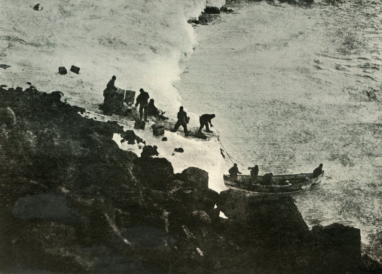 Lojas de desembarque do barco no primeiro local de desembarque, c1908, 1909 de Unbekannt