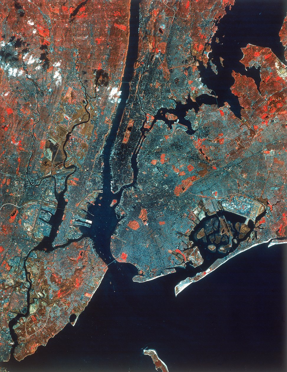 Imagem Landsat de Manhattan, Nova York, EUA, década de 1980 de Unbekannt