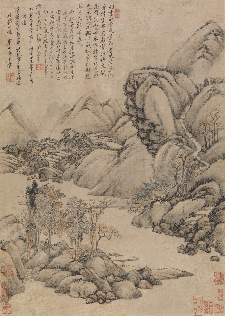 Paisagem: véspera de meados do outono, datada de 1686. de Unbekannt