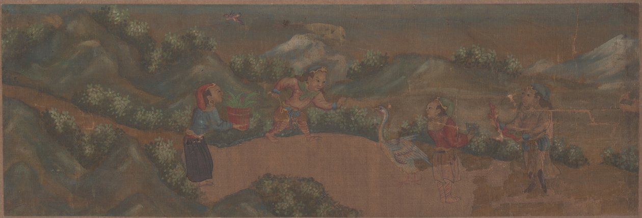 Pintura de paisagem de figura em cenário de floresta. de Unbekannt