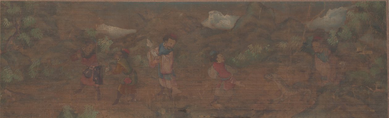 Pintura de paisagem de figura em cenário de floresta. de Unbekannt