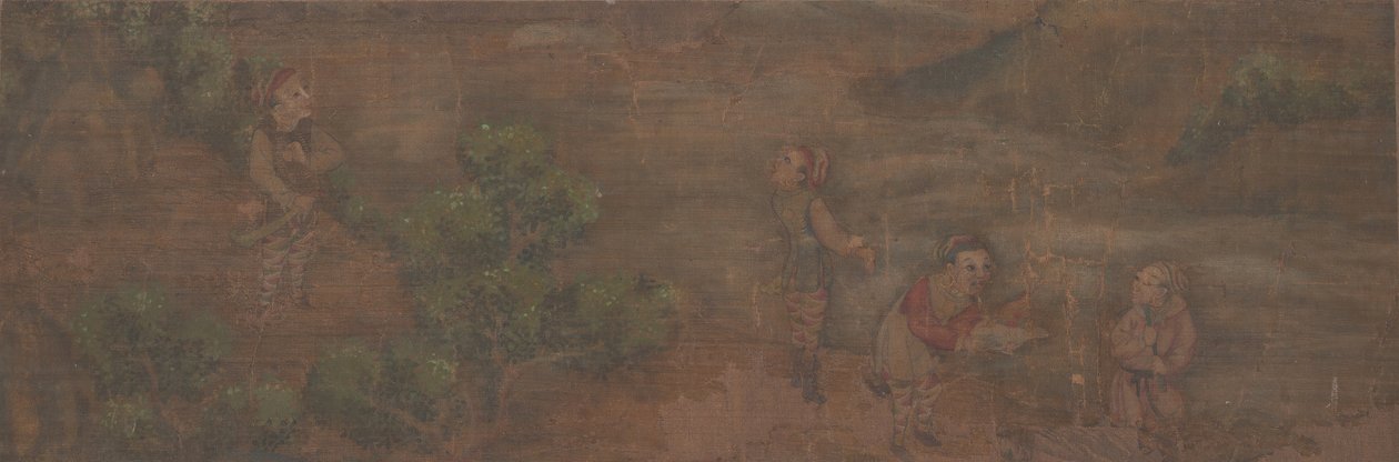 Pintura de paisagem de figura em cenário de floresta. de Unbekannt