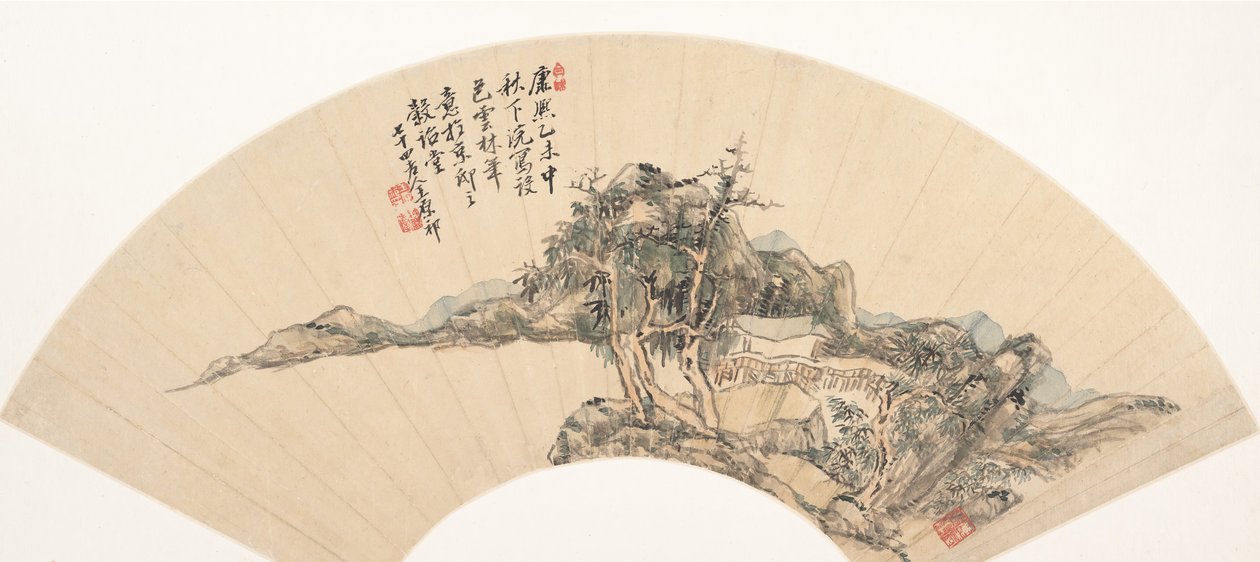 Paisagem ao estilo de Ni Zan, século XVIII ou posterior, data espúria de 1715. de Unbekannt