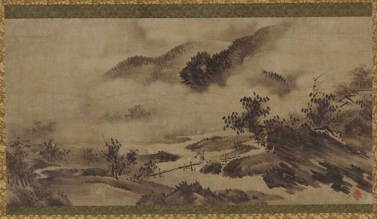 Paisagem: montanhas, neblina e riacho, período Edo, século XVIII. de Unbekannt
