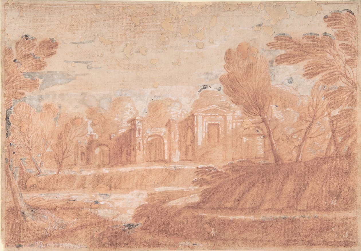 Paisagem com estrutura arquitetónica, séc. de Unbekannt