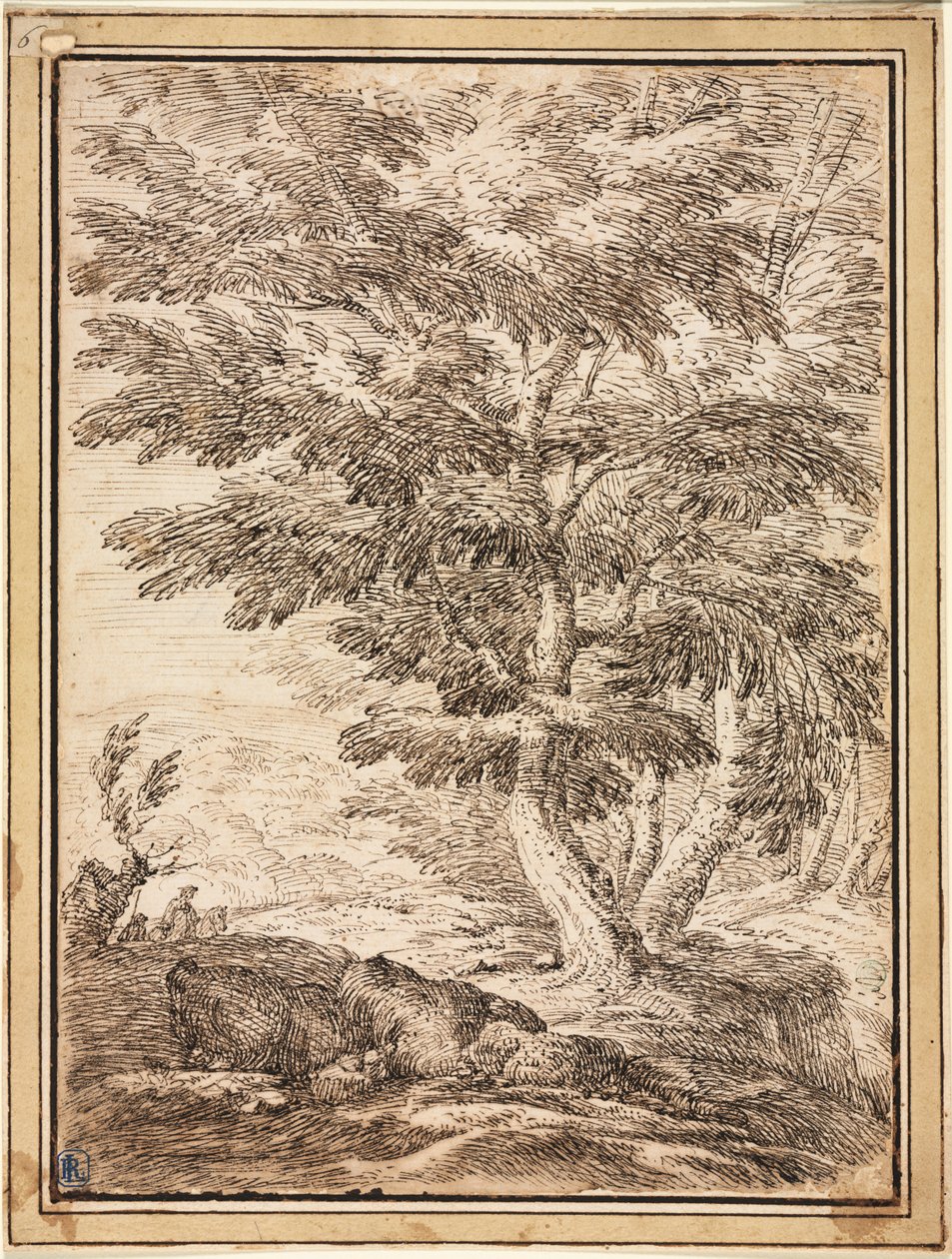 Paisagem com grupo de árvores, século XVII. de Unbekannt
