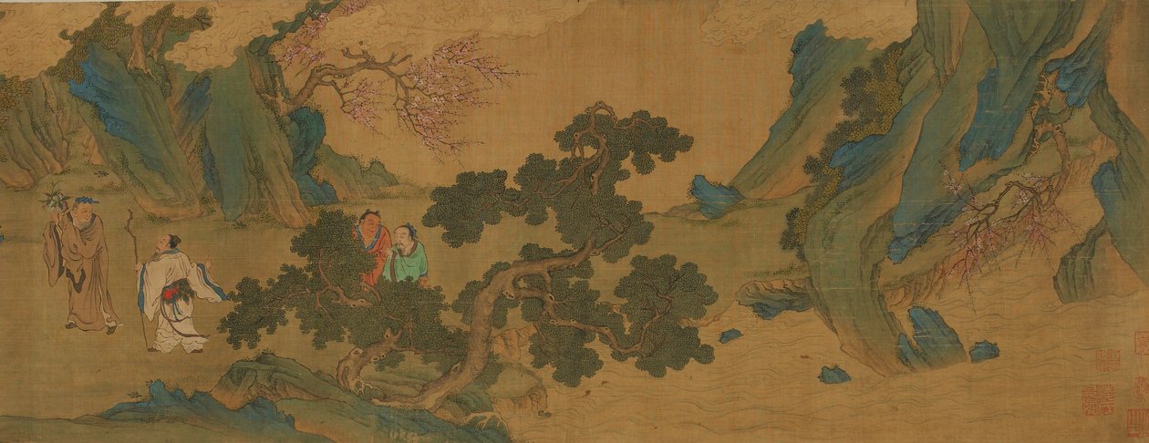 Paisagem com imortais taoístas nas montanhas, dinastia Ming ou Qing, século XVII. de Unbekannt