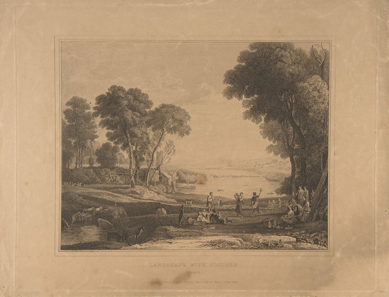 Paisagem com figuras após o casamento de Isaac e Rebecca, 1648, publicado em 1830. de Unbekannt