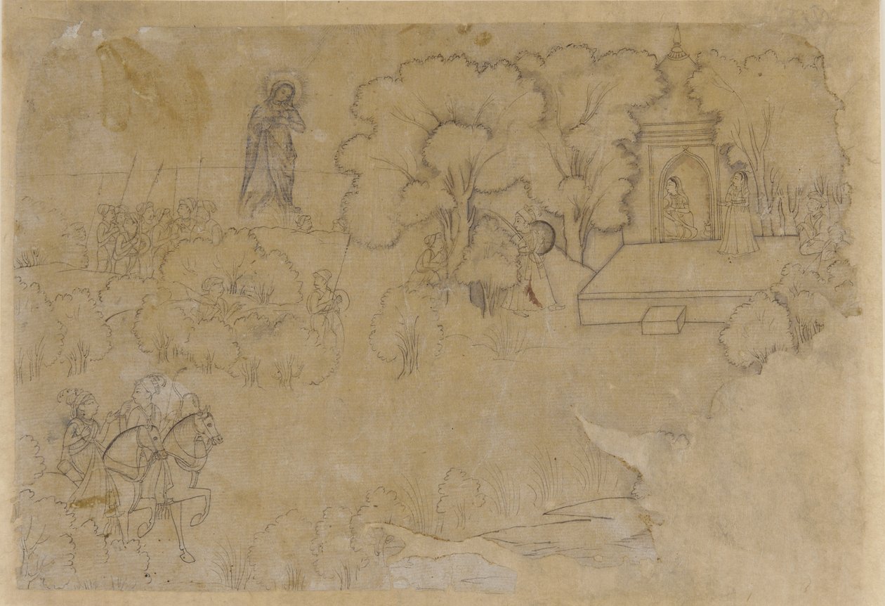 Paisagem com figura da Virgem Maria, séc. XVII. de Unbekannt