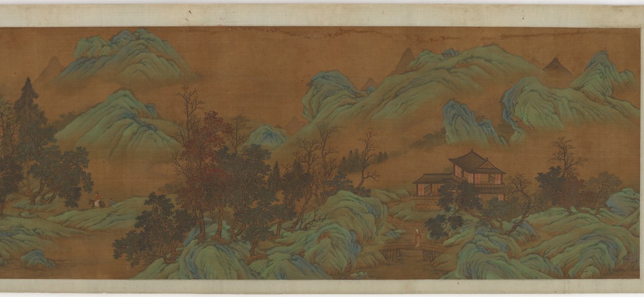 Paisagem com edifícios e viajantes, século XVII. de Unbekannt