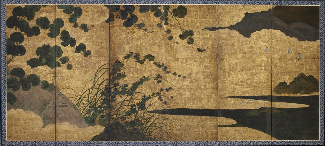Paisagem com videiras floridas, período Momoyama ou Edo, início do século XVII. de Unbekannt