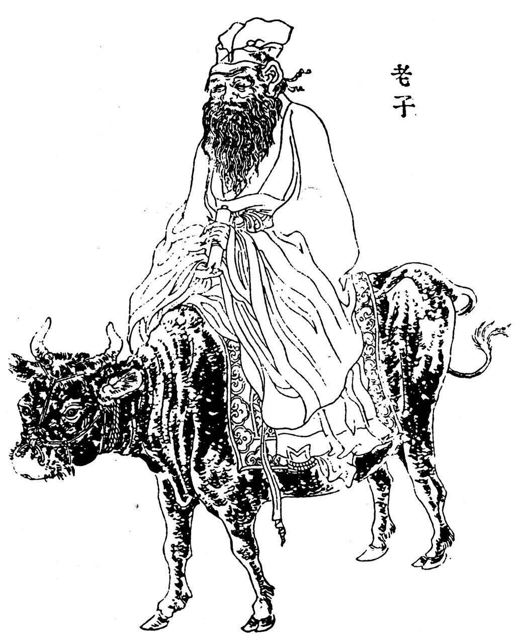 Lao-Tzu, filósofo chinês antigo e inspiração do taoísmo, final do século XIX de Unbekannt