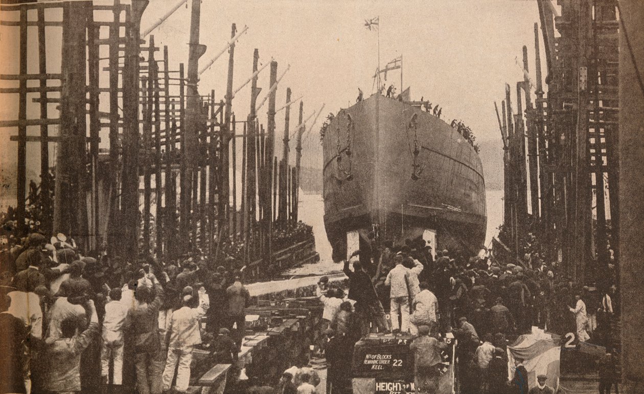 Lançamento do HMS Lion em agosto de 1910, c1910, 1935 de Unbekannt