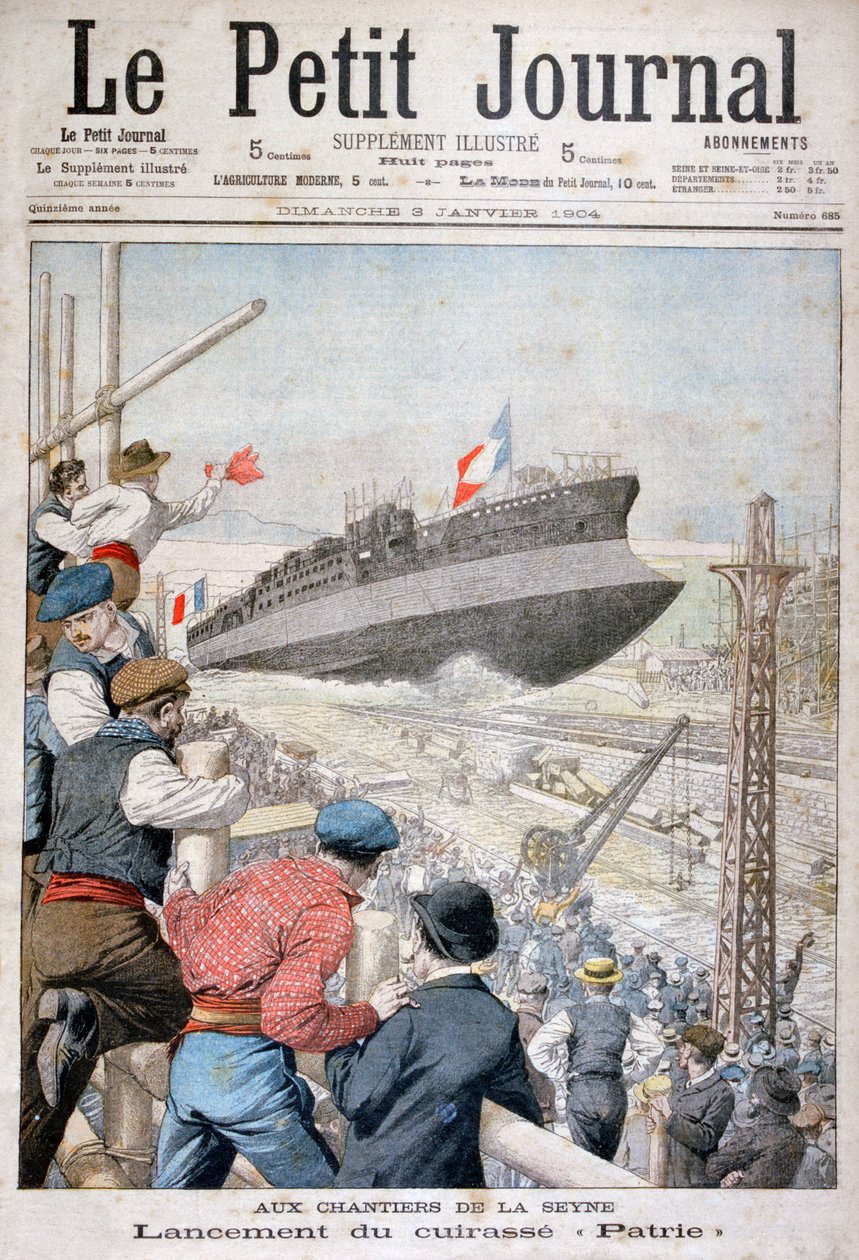 Lançamento do navio de guerra francês Patrie, Toulon, dezembro de 1903 1904 de Unbekannt