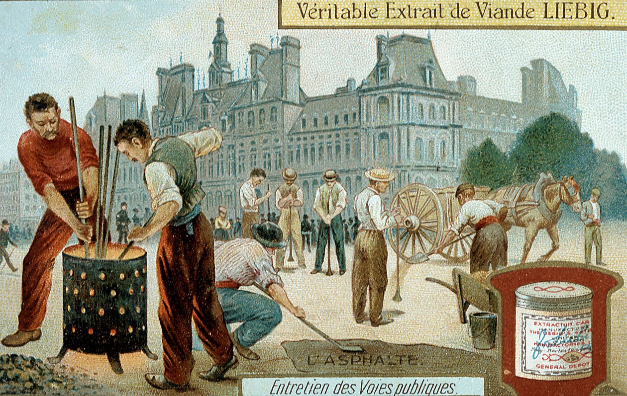 Colocando uma superfície à base de asfalto em uma rua de Paris, c1900 de Unbekannt