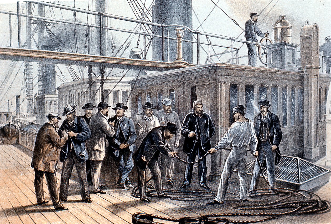 Colocando o cabo telegráfico transatlântico, 1865 de Unbekannt