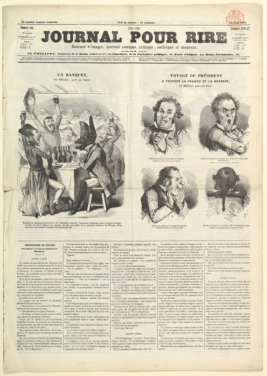 Le Journal Pour Rire, Journal dIimages, Journal Comique, Critique, Satirique e ..., 23 de agosto de 1850. de Unbekannt