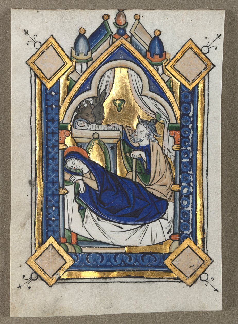 Folha Excisada de um Saltério: A Natividade, c. 1260 de Unbekannt
