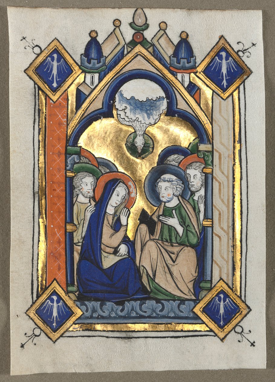 Folha Excisada de Saltério: O Pentecostes, c. 1260 de Unbekannt