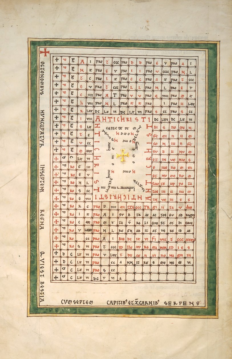 Folha de um manuscrito Beatus: Mesa do Anticristo, ca. 1180. de Unbekannt