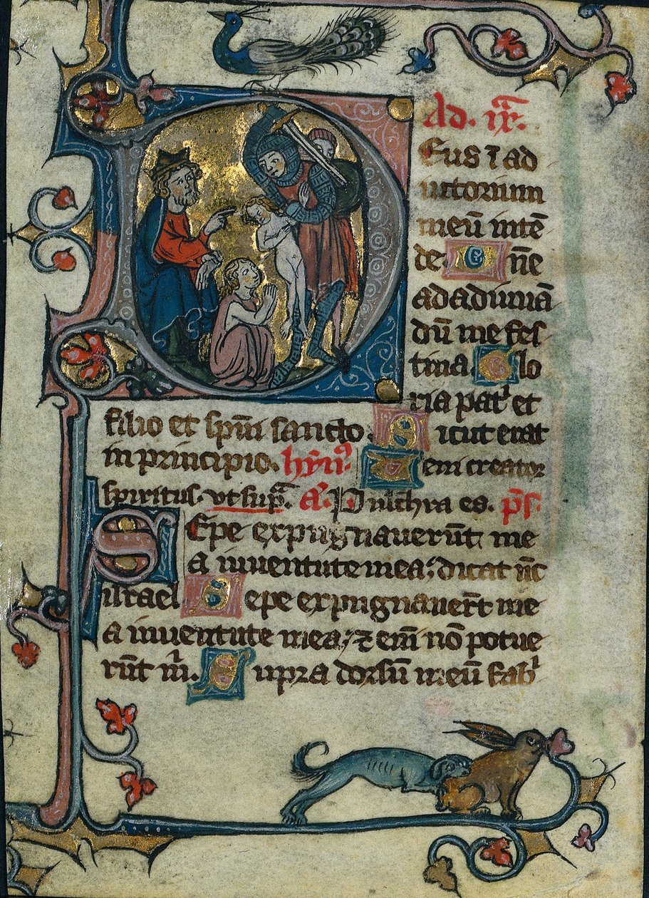 Folha de um Livro de Horas: Inicial D: Massacre dos Inocentes 1 de 2 Folhas Excisadas, início dos anos 1300 de Unbekannt