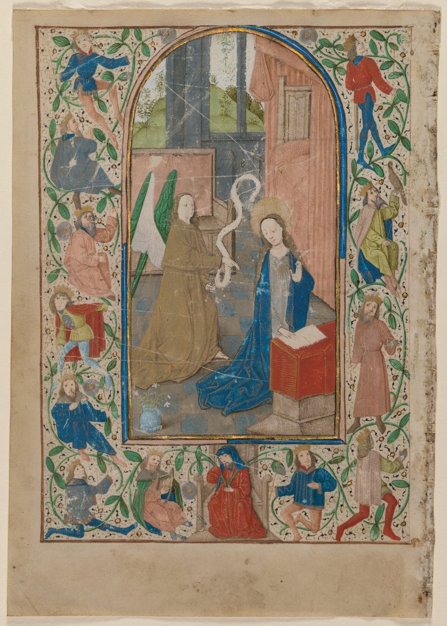 Folha de um livro de horas: A Anunciação anterior, 1470s. de Unbekannt