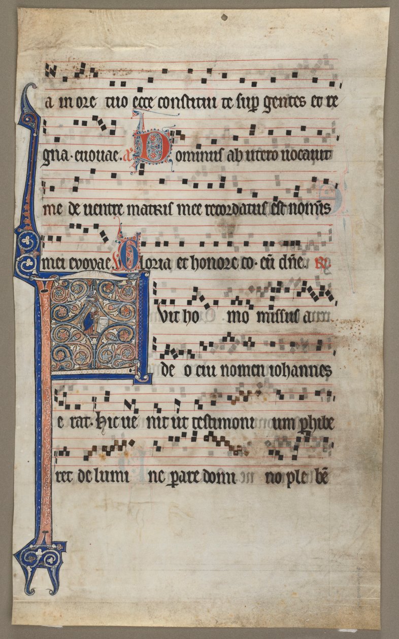 Folha de um livro de coral: Anunciação a Zaccharias, c. 1265 de Unbekannt