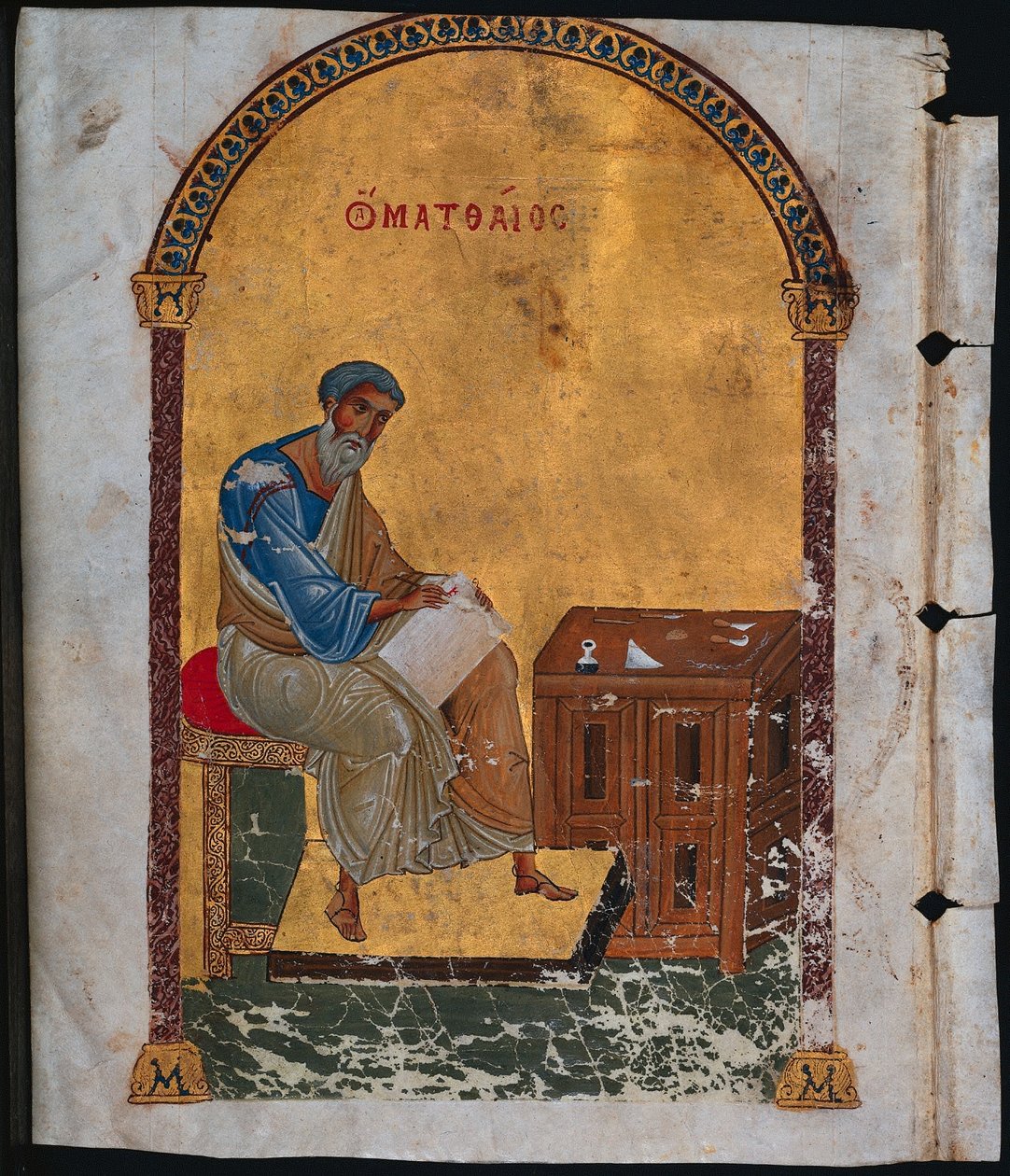 Folha de um lecionário com São Mateus, 1057-1063. de Unbekannt