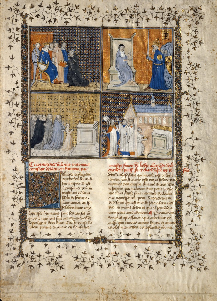 Folha de um manuscrito de Valério Máximo, francês, ca. 1380-90. de Unbekannt