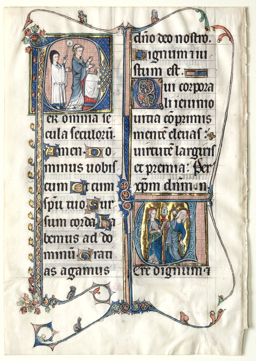 Duas folhas de um missal com Historiated Iniciais: p inicial [er todas as idades] ..., c. 1300 de Unbekannt