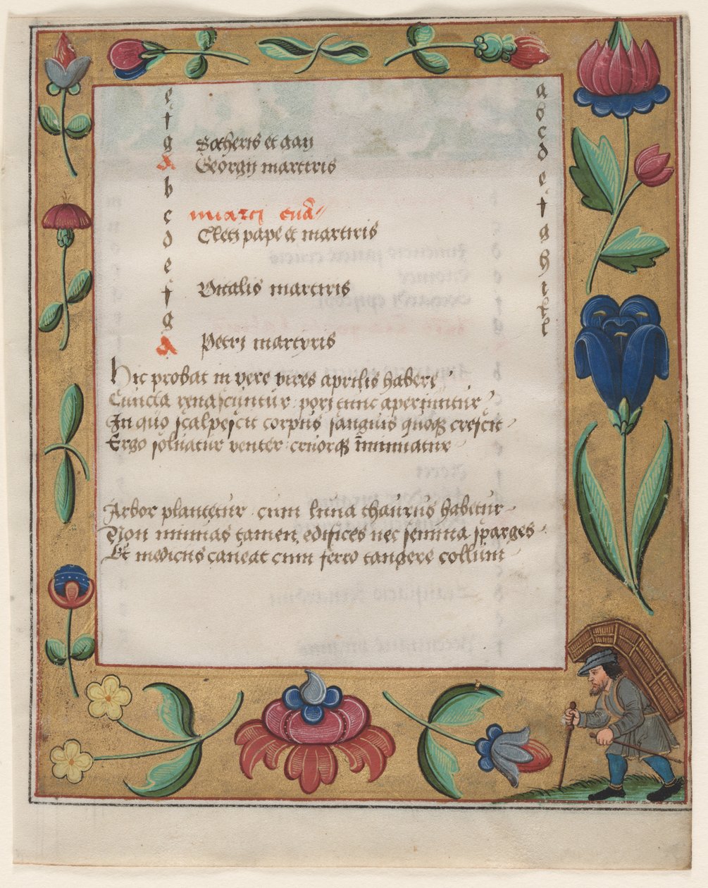 Folha de um Saltério e Livro de Orações: Página de Calendário com Camponês reto, c. 1524 de Unbekannt