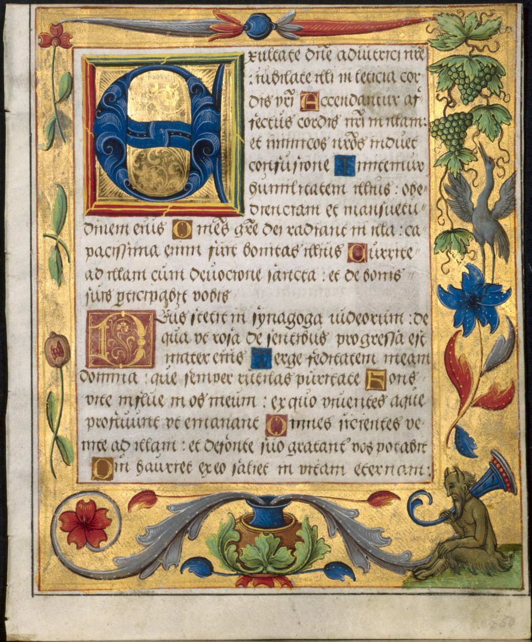 Folha de um Saltério e Livro de Orações: E inicial com borda ornamental ... reto, c. 1524 de Unbekannt