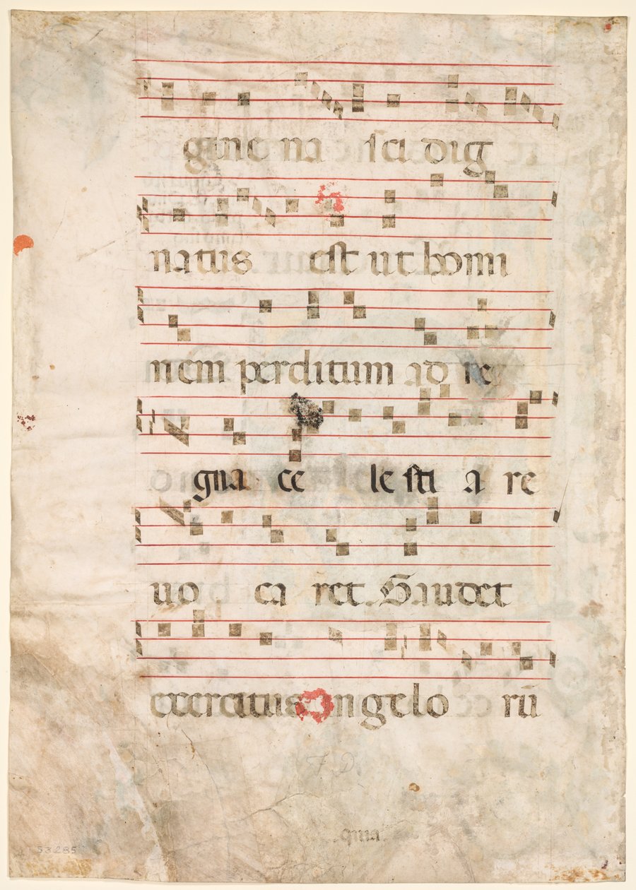 Folha de um Antifonário: Verso da música, início dos anos 1300. de Unbekannt