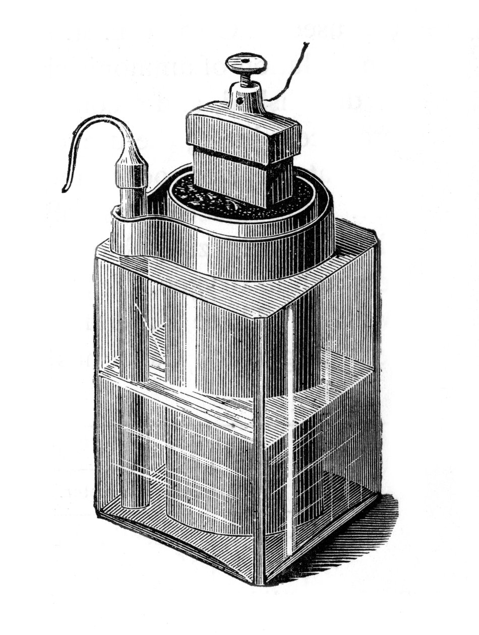 Célula úmida de Leclanche, uma bateria de armazenamento inicial, 1896 de Unbekannt