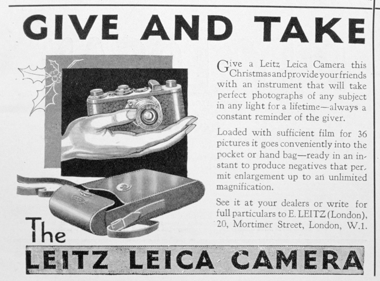 Anúncio de câmera Leitz Leica, final dos anos 1920 de Unbekannt