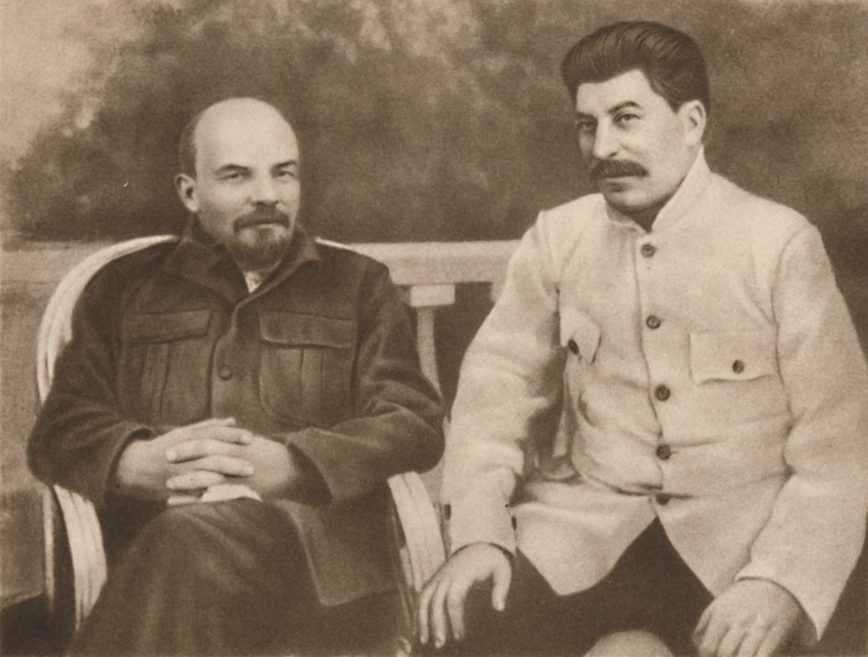 Lenin e Stalin em Gorki, perto de Moscou, 1922, 1939. de Unbekannt