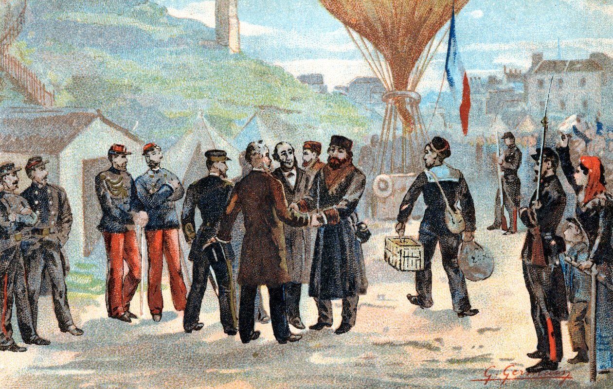 Leon Gambetta, político francês prestes a escapar de Paris sitiada, Guerra Franco-Prussiana, 1870 de Unbekannt