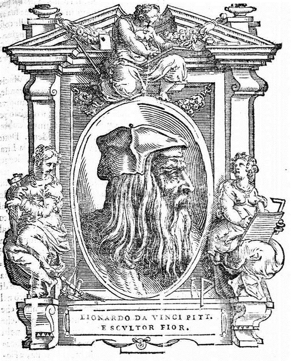 Leonardo da Vinci. De: Giorgio Vasari, A vida dos mais excelentes pintores, escultores e arquitetos italianos, 1568 de Unbekannt
