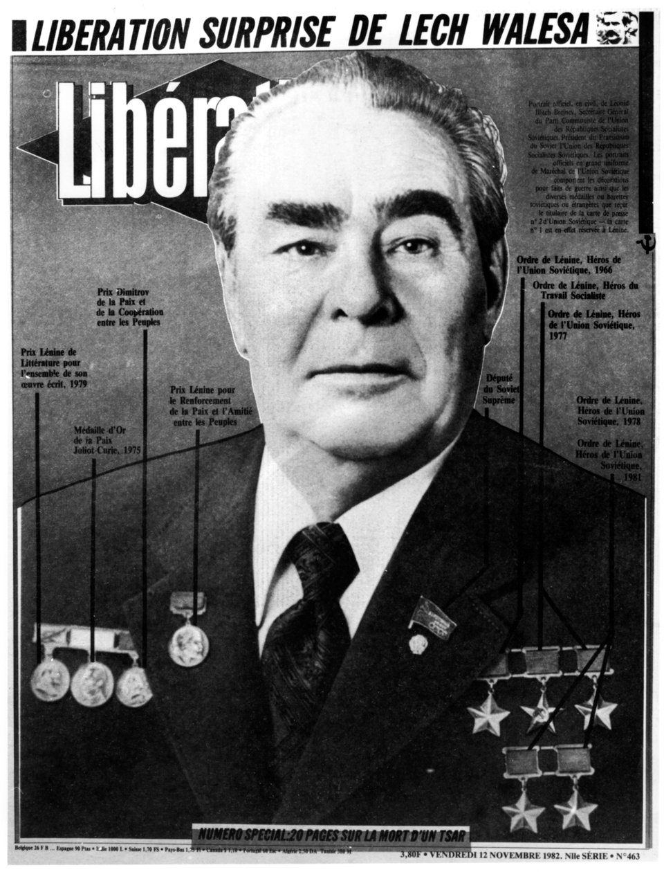 Leonid Brezhnev, líder soviético, capa da Libertação, 1982 de Unbekannt